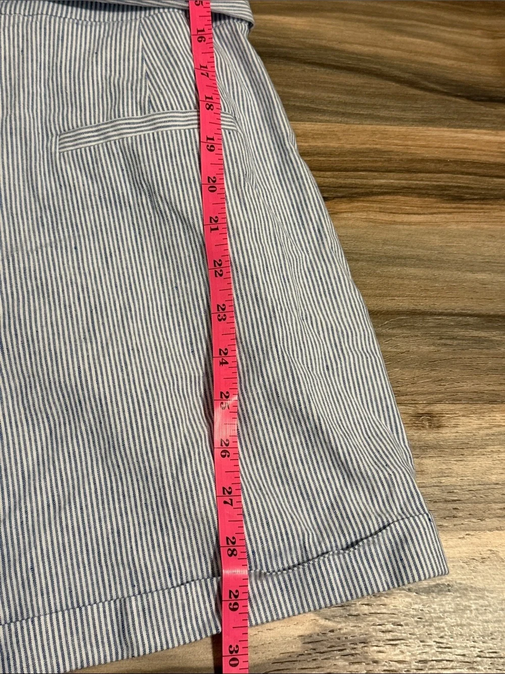 Banana Republic S/S Linen Blend Wrap Shorts Romper Sz. 0 Blue Pinstripe Coastal